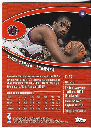 Vince Carter 1999 Topps Rookie Card #198