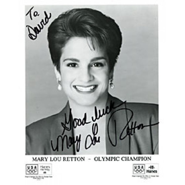 Mary Lou Retton Autographed Olympic Celebrity Black & White 8x10 Photo