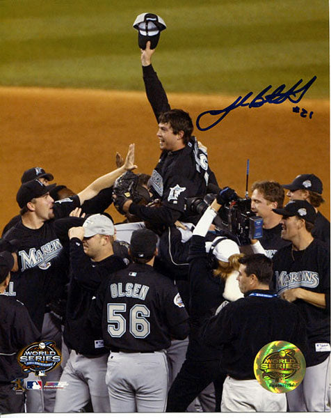 Josh Beckett Autographed 2003 World Championship Marlins 8x10 Photo