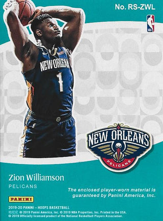 Zion Williamson 2019 Panini Rise N Shine #RSZWL Jersey Card