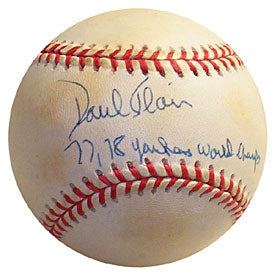 Paul Blair 77 '78 Yankees World Champs Autographed Baseball