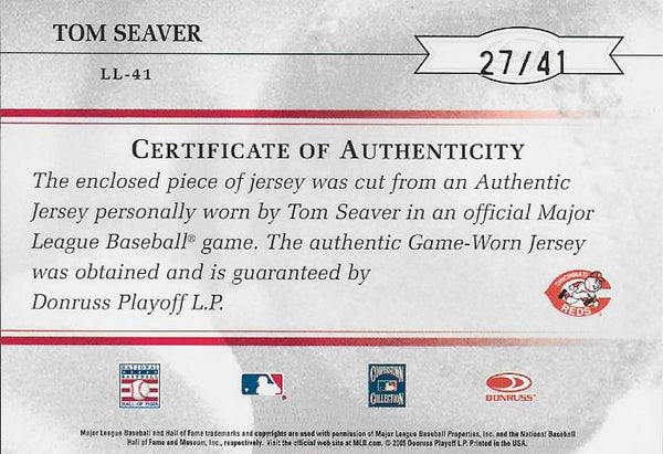 Tom Seaver 2005 Leaf Jersey Card #27/41