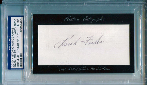 Hank Foiles Historic Autographed Signed Cut