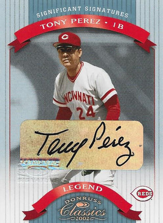 Tony Perez Autographed 2002 Donruss Classics Card #30/150