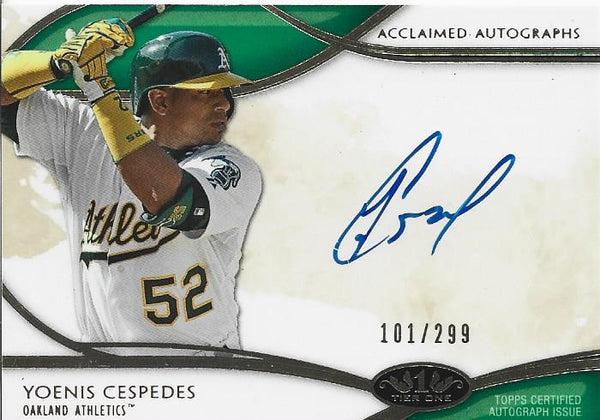 Yoenis Cespedes Autographed Topps Tier 1 Card #101/299