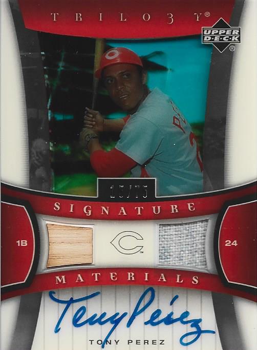 Tony Perez Autographed Upper Deck 2005 Jersey/ Bat Card #15/75