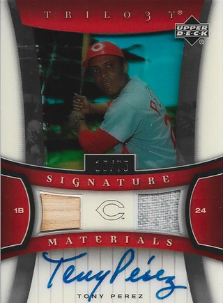 Tony Perez Autographed Upper Deck 2005 Jersey/ Bat Card #15/75