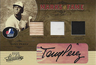 Tony Perez Autographed Absolute Playoff 2005 Jersey/ Bat/Glove Card #2/5