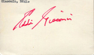 Eddie Giacomin Autographed / Signed 3x5 Card