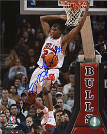 Tyrus Thomas Autographed/Signed Dunking Bulls 8x10 Photo