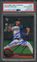 Shohei Ohtani Autographed 2014 BBM 2nd Version Japanese Card #535 (PSA Auto 9)