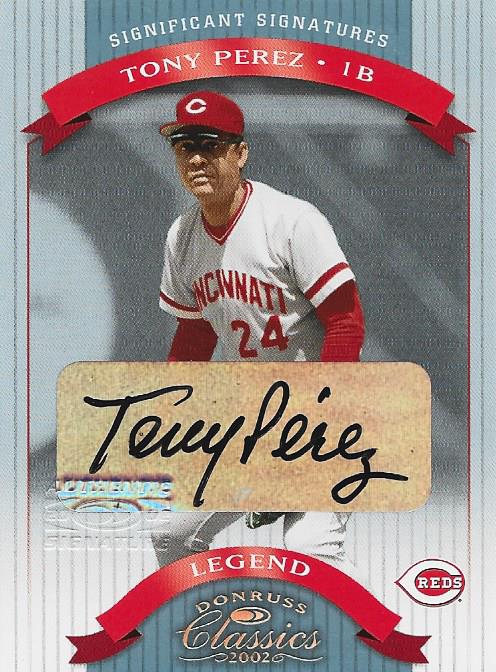 Tony Perez Autographed Donruss Classics Card #142/150