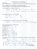 Jim Lonborg Autographed Hand Filled Out Survey Page (JSA)