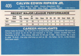 Cal Ripken Jr. 1982 Donruss Rookie Card