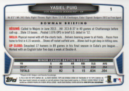 Yasiel Puig 2013 Bowman Chrome Rookie Card