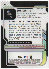 Jose Abreu 2014 Topps Finest Refractor Rookie Card