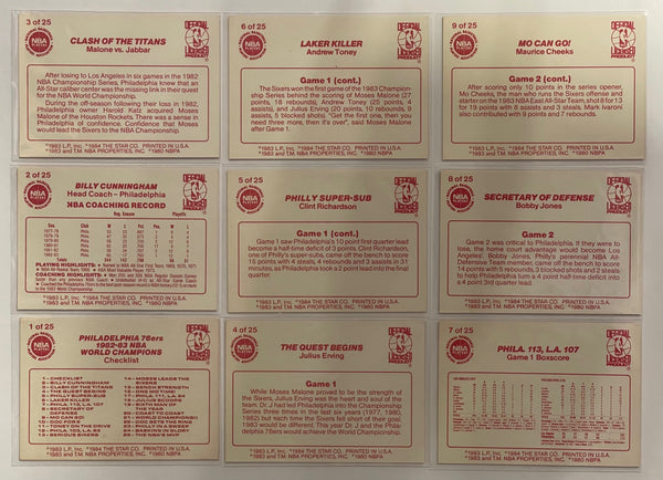 1983-84 Star Company SIXERS CHAMPS Philadelphia 76ers Complete 25-Card Set