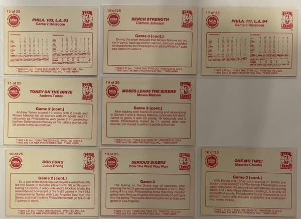 1983-84 Star Company SIXERS CHAMPS Philadelphia 76ers Complete 25-Card Set