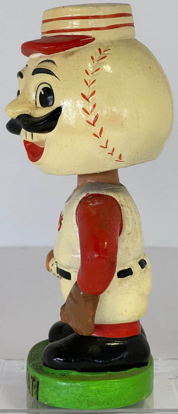 1963 Cincinnati Reds Mascot Vintage Bobble Head Green Base Nodder