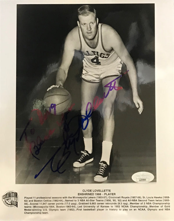 Clyde Lovellette Autographed 8x10 Basketball Photo (JSA)