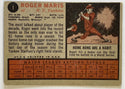 1962 Topps Roger Maris New York Yankees Baseball Card #1