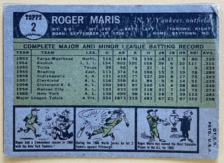 1961 Topps Roger Maris New York Yankees Baseball Card #2