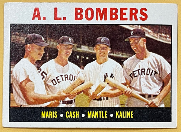 1964 Topps AL Bombers Mickey Mantle, Maris, Kaline Baseball Card #306