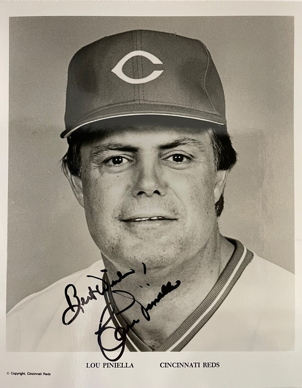 Lou Piniella Autographed Cincinnati Reds 8x10 Photo Card