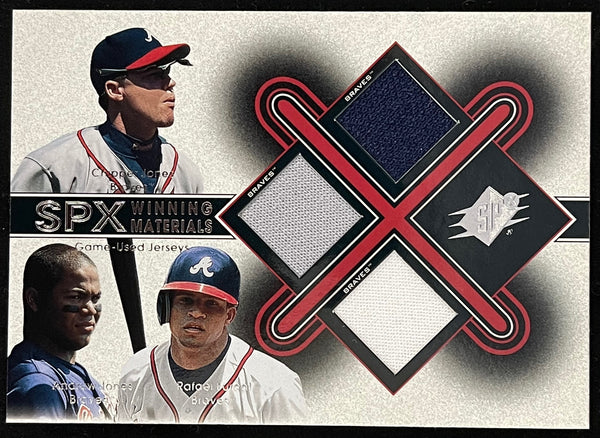 Chipper Jones Andruw Jones Rafael Furcal 2001 Upper Deck SPX Jersey Card