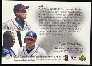 Chipper Jones Andruw Jones Rafael Furcal 2001 Upper Deck SPX Jersey Card