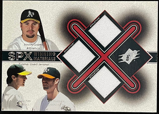 Jason Giambi Barry Zito Tim Hudson 2001 Upper Deck SPX Jersey Card