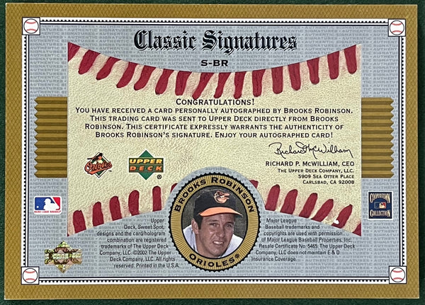 Brooks Robinson 2002 Autographed Upper Deck Sweet Spot Classic Card