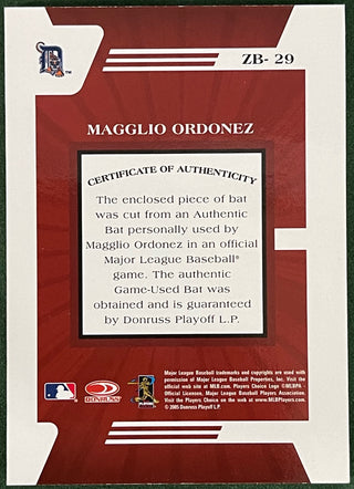 Magglio Ordonez 2005 Donruss Zenith Game Used Bat Card