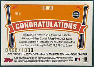 Ichiro Suzuki 2005 Topps MLB All Star Game Used Jersey Card #408/1000