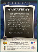 Dusty Baker Autographed 2005 Upper Deck Trilogy Card 11/25