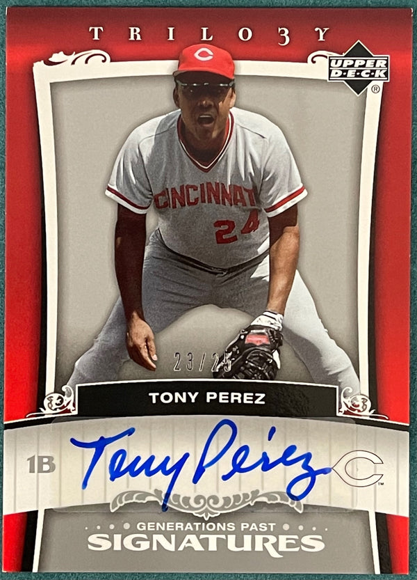 Tony Perez Autographed 2005 Upper Deck Trilogy Card 23/25