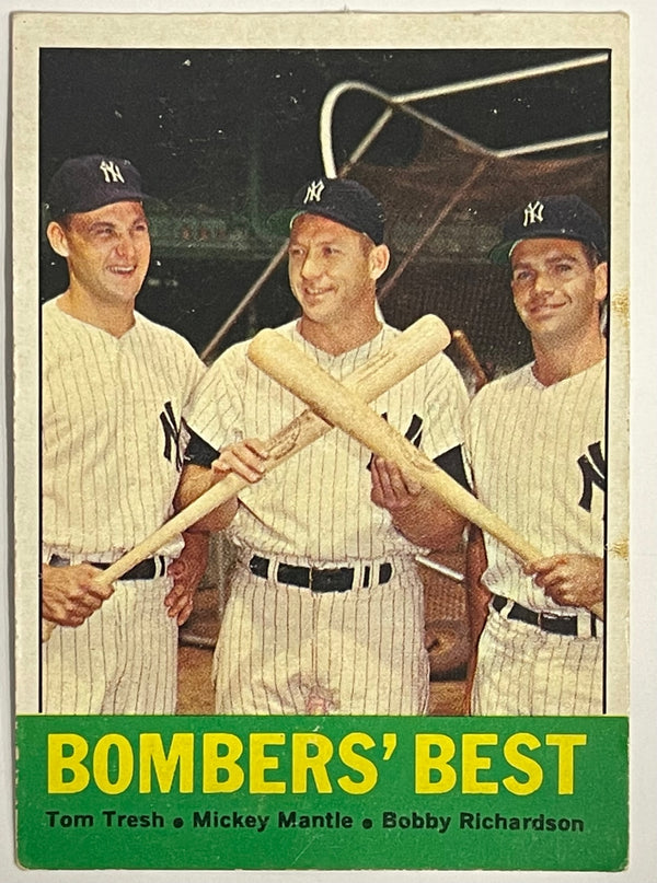 Mickey Mantle 1963 Topps Baseball Card #173 Bombers Best Tresh Mantle Richardson