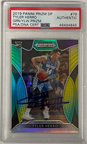 Tyler Herro Autographed 2019-20 Panini Green/Yellow Prizm Rookie Card #79 (PSA)