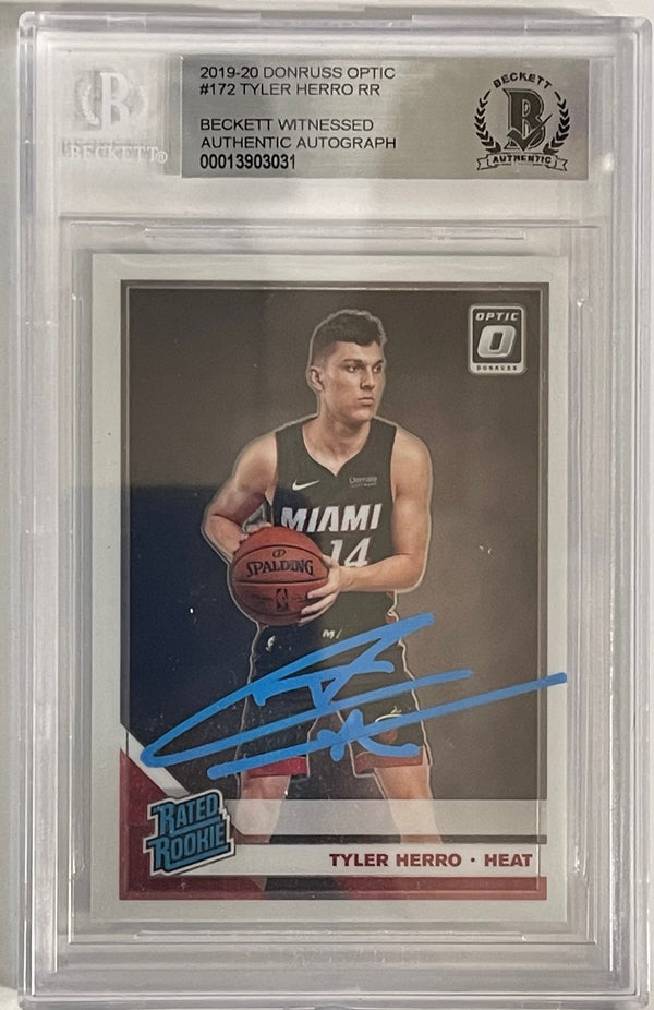 Tyler Herro Autographed 2019-20 Panini Donruss Optic Rookie Card #172 (Beckett)