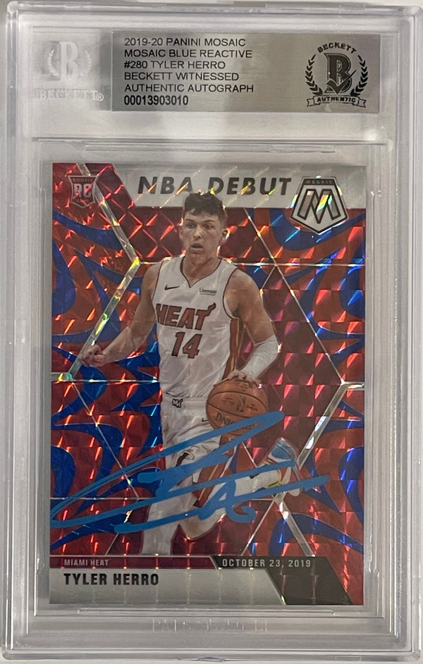 Tyler Herro Autographed 2019-20 Panini Mosaic Rookie Card #280 (Beckett)