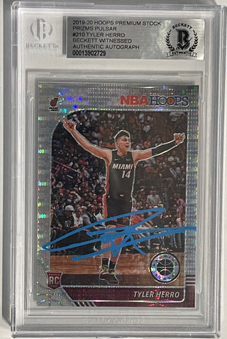 Tyler Herro Autographed 2019-20 Panini Hoops Premium Stock Rookie Card #210 (Beckett)