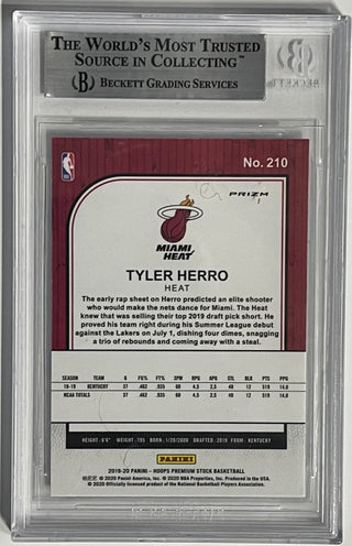 Tyler Herro Autographed 2019-20 Panini Hoops Premium Stock Rookie Card #210 (Beckett)