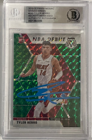 Tyler Herro Autographed 2019-20 Panini Mosaic Rookie Card #280 (Beckett)