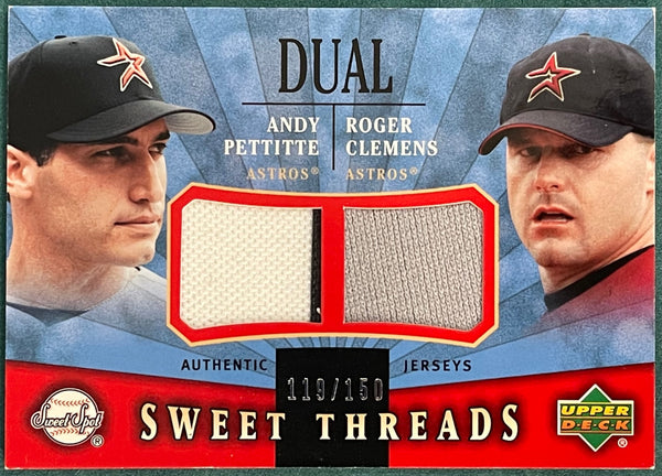 Andy Pettitte Roger Clemens 2004 UDA Sweet Spot Threads Game Used Jersey Card