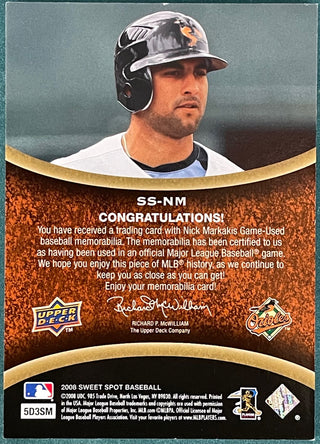 Nick Markakis 2008 Upper Deck Sweet Spot Jersey Card