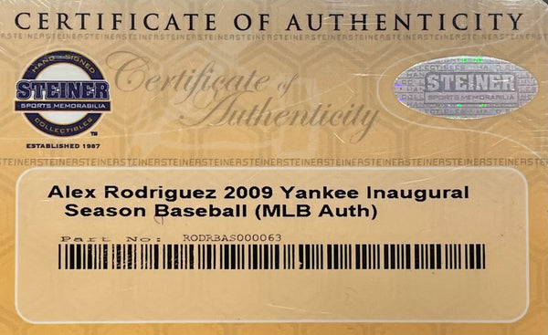 Alex Rodriguez Autographed 2009 Yankee Stadium Inaugural Season Baseball (Steiner)