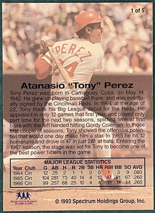 Tony Perez 1993 Spectrum Holdings Group Autographed Card