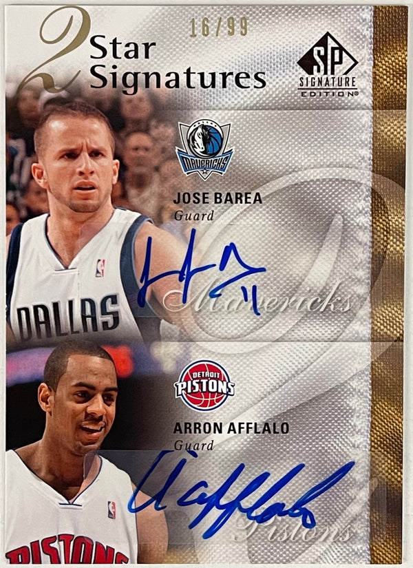 Jose Barea & Arron Afflalo Autographed 2009-10 Upper Deck SP Basketball Card