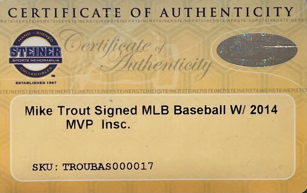 Mike Trout "2014 AL MVP" Autographed Baseball (Steiner)