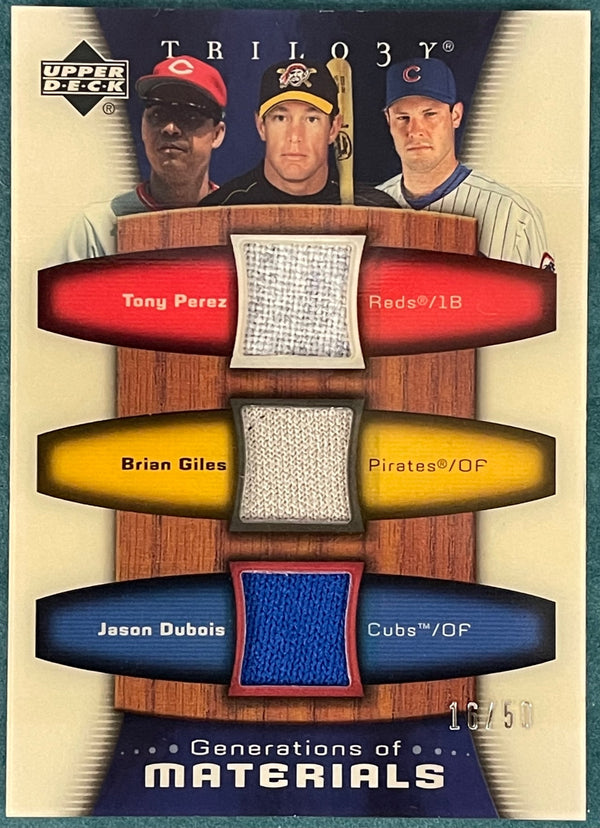 Tony Perez Brian Giles Jason Dubois Upper Deck Trilogy Card #16/50